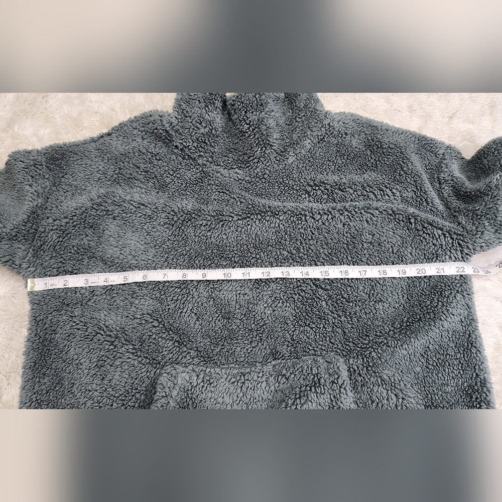 Eddie Bauer Plush Teddy Fleece Funnel Neck Pullover Sweater Sz Medium Dusty Teal - Picture 6 of 11